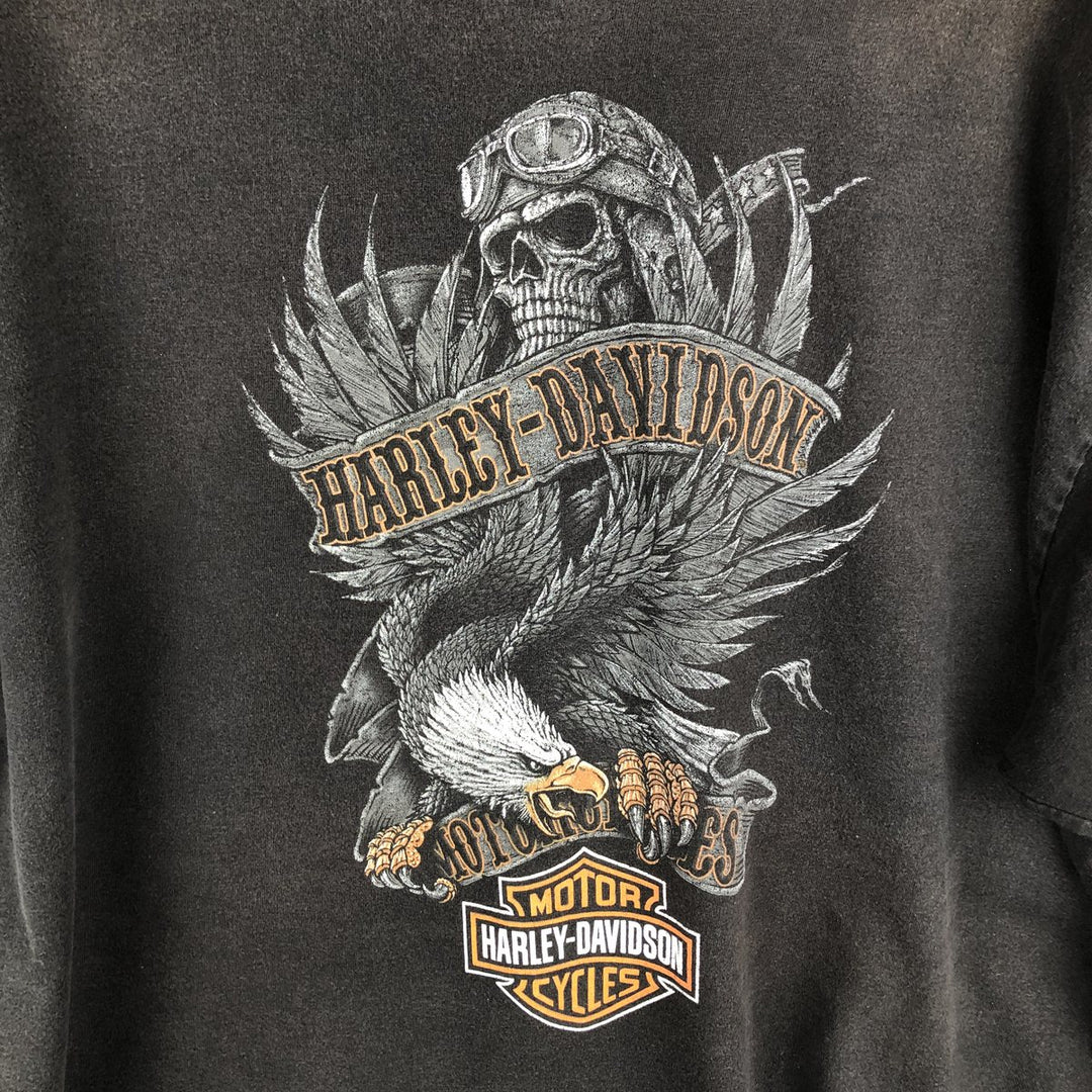 Harley-Davidson Skull Pattern Eagle Pattern Motorcycle T-Shirt Men's XXL Equivalent cotton black type Vintage Second Hand
