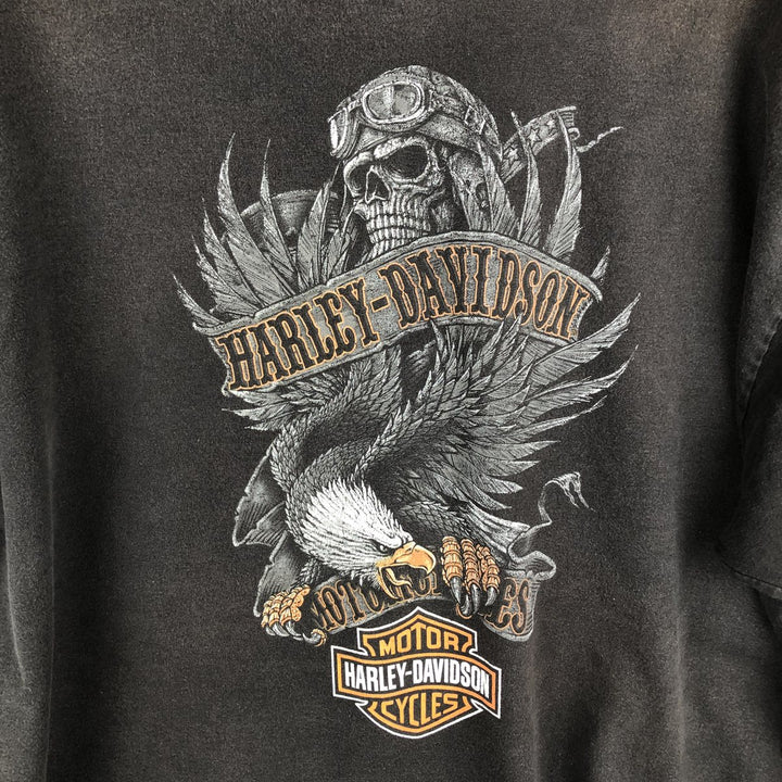 Harley-Davidson Skull Pattern Eagle Pattern Motorcycle T-Shirt Men's XXL Equivalent cotton black type Vintage Second Hand