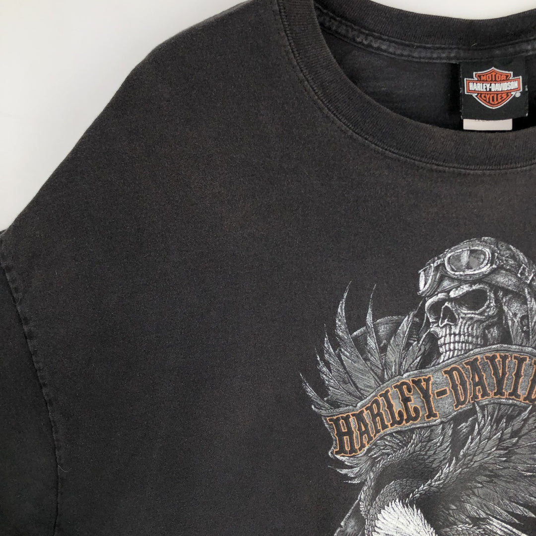 Harley-Davidson Skull Pattern Eagle Pattern Motorcycle T-Shirt Men's XXL Equivalent cotton black type Vintage Second Hand