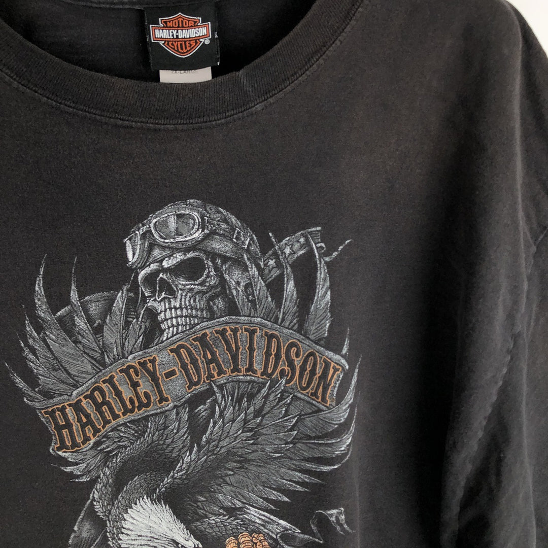 Harley-Davidson Skull Pattern Eagle Pattern Motorcycle T-Shirt Men's XXL Equivalent cotton black type Vintage Second Hand