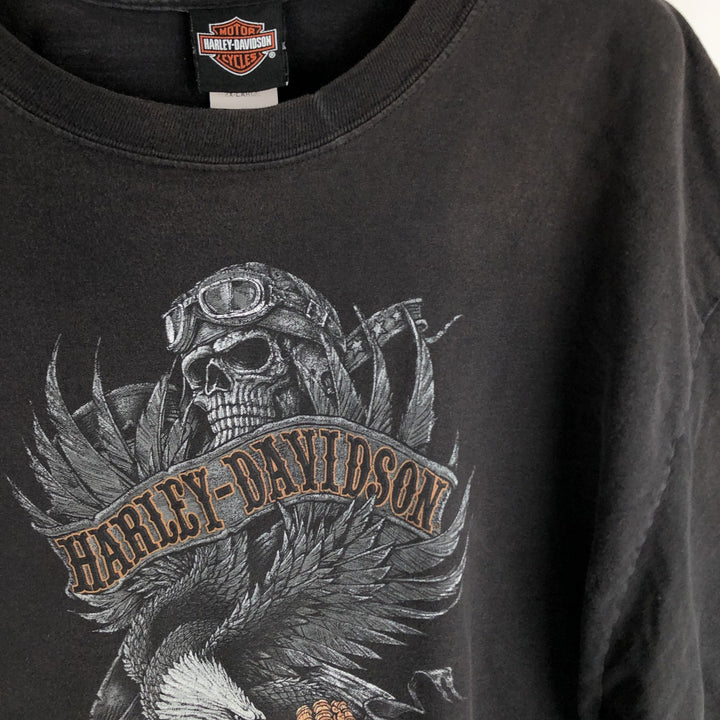 Harley-Davidson Skull Pattern Eagle Pattern Motorcycle T-Shirt Men's XXL Equivalent cotton black type Vintage Second Hand