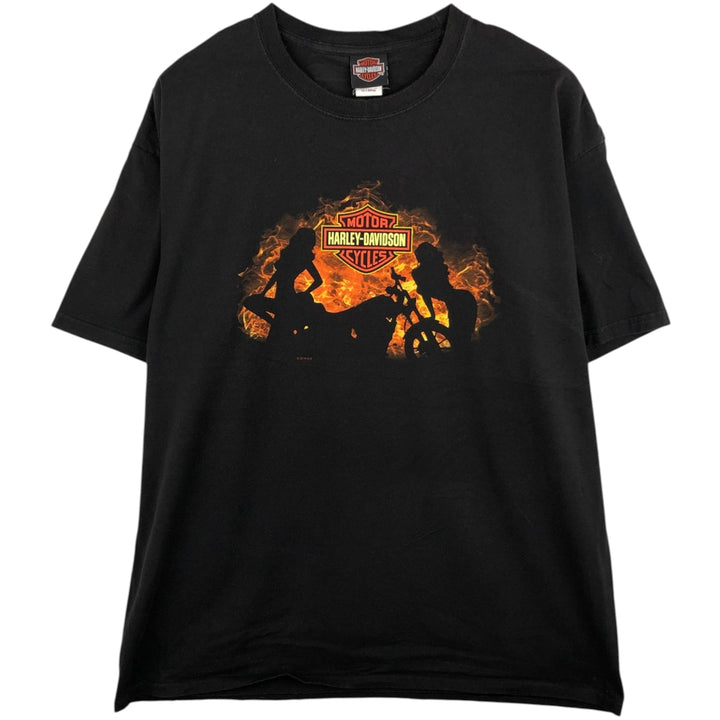 Harley-Davidson Fire Pattern Motorcycle Bike T-Shirt Men's XXL cotton black type Vintage Second Hand