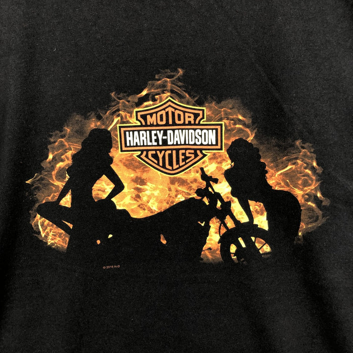 Harley-Davidson Fire Pattern Motorcycle Bike T-Shirt Men's XXL cotton black type Vintage Second Hand
