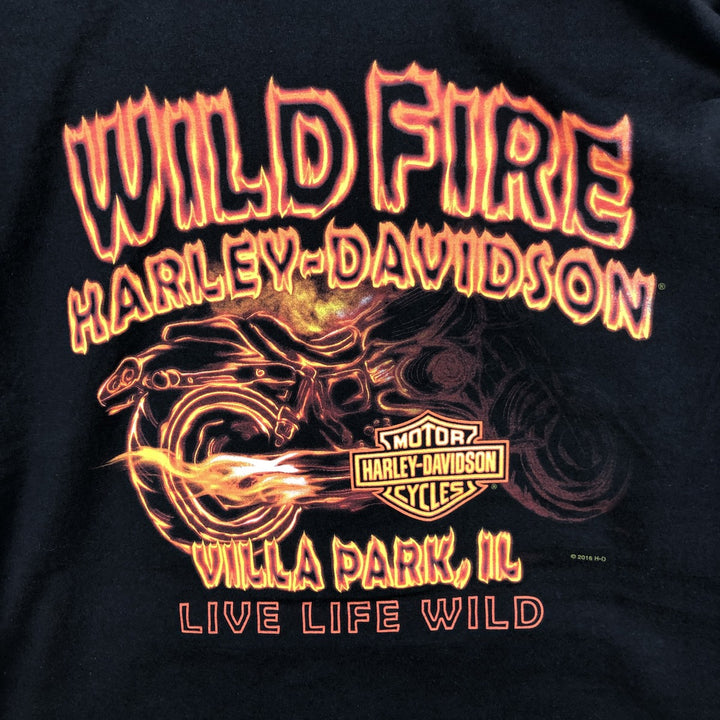 Harley-Davidson Fire Pattern Motorcycle Bike T-Shirt Men's XXL cotton black type Vintage Second Hand