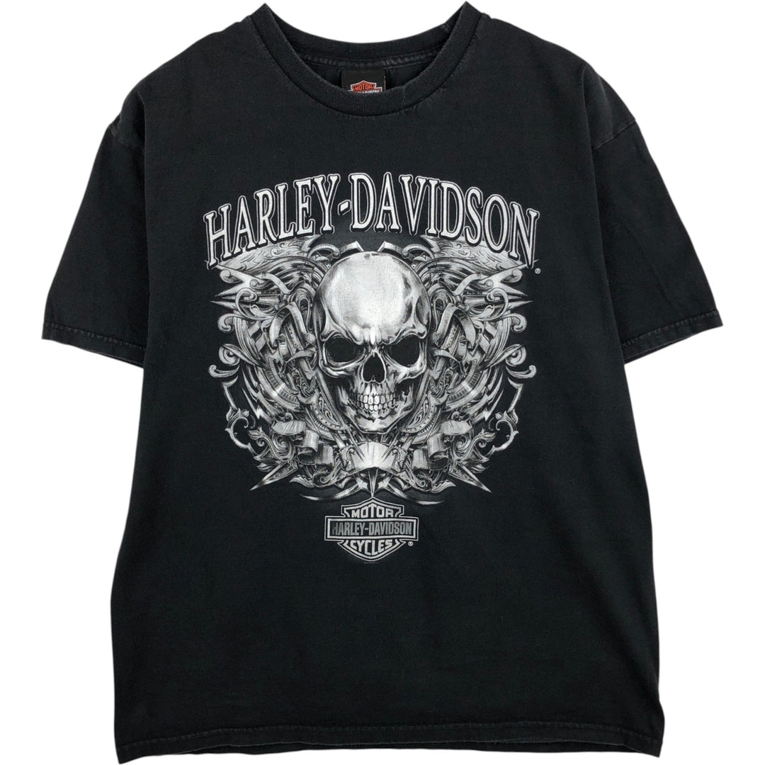 Harley-Davidson Skull Pattern Motorcycle Bike T-shirt Men's L size cotton black type Vintage Second Hand