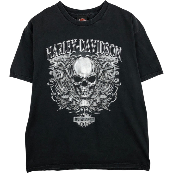 Harley-Davidson Skull Pattern Motorcycle Bike T-shirt Men's L size cotton black type Vintage Second Hand