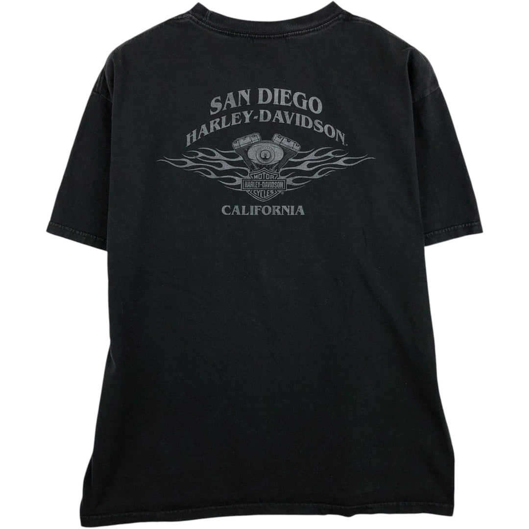 Harley-Davidson Skull Pattern Motorcycle Bike T-shirt Men's L size cotton black type Vintage Second Hand