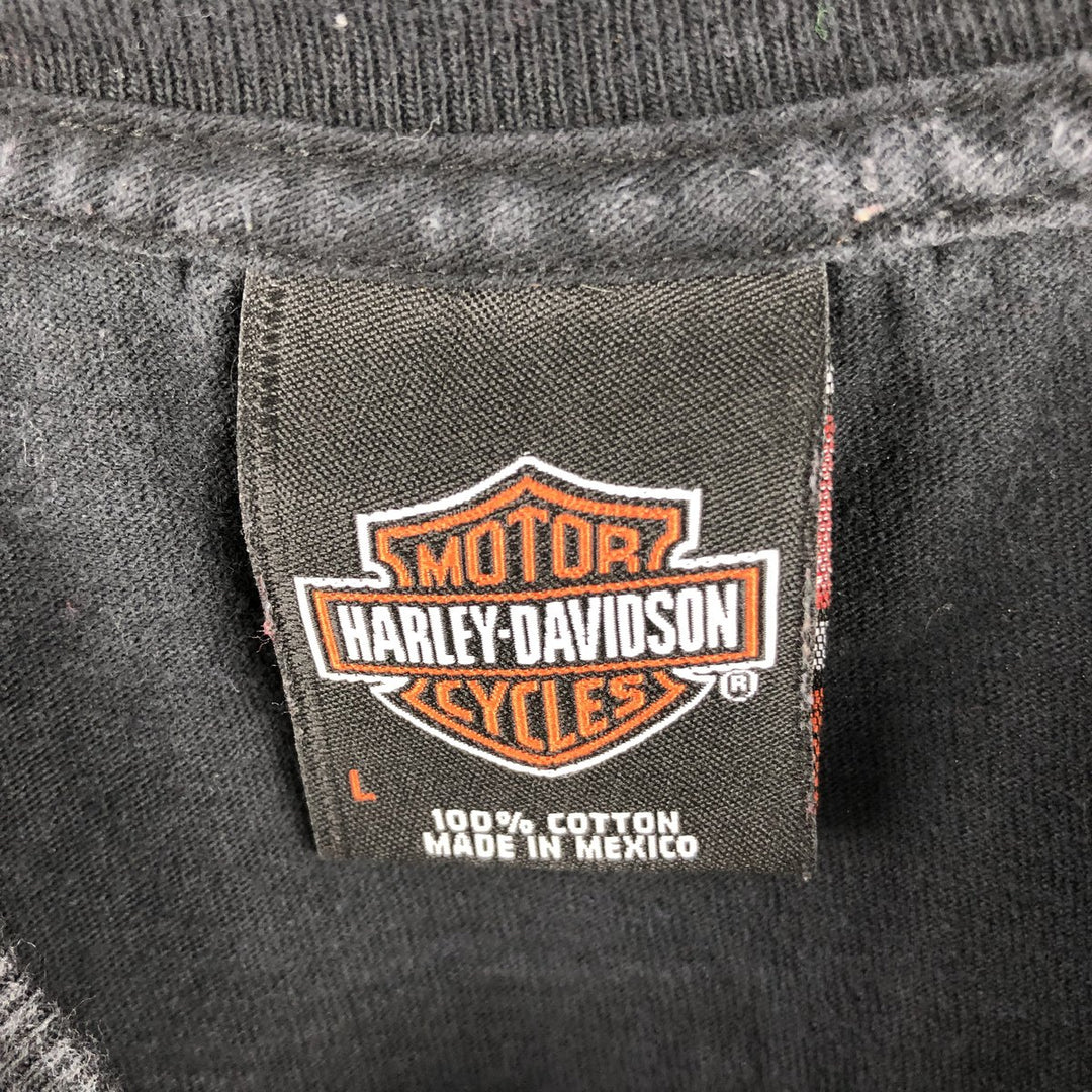 Harley-Davidson Skull Pattern Motorcycle Bike T-shirt Men's L size cotton black type Vintage Second Hand