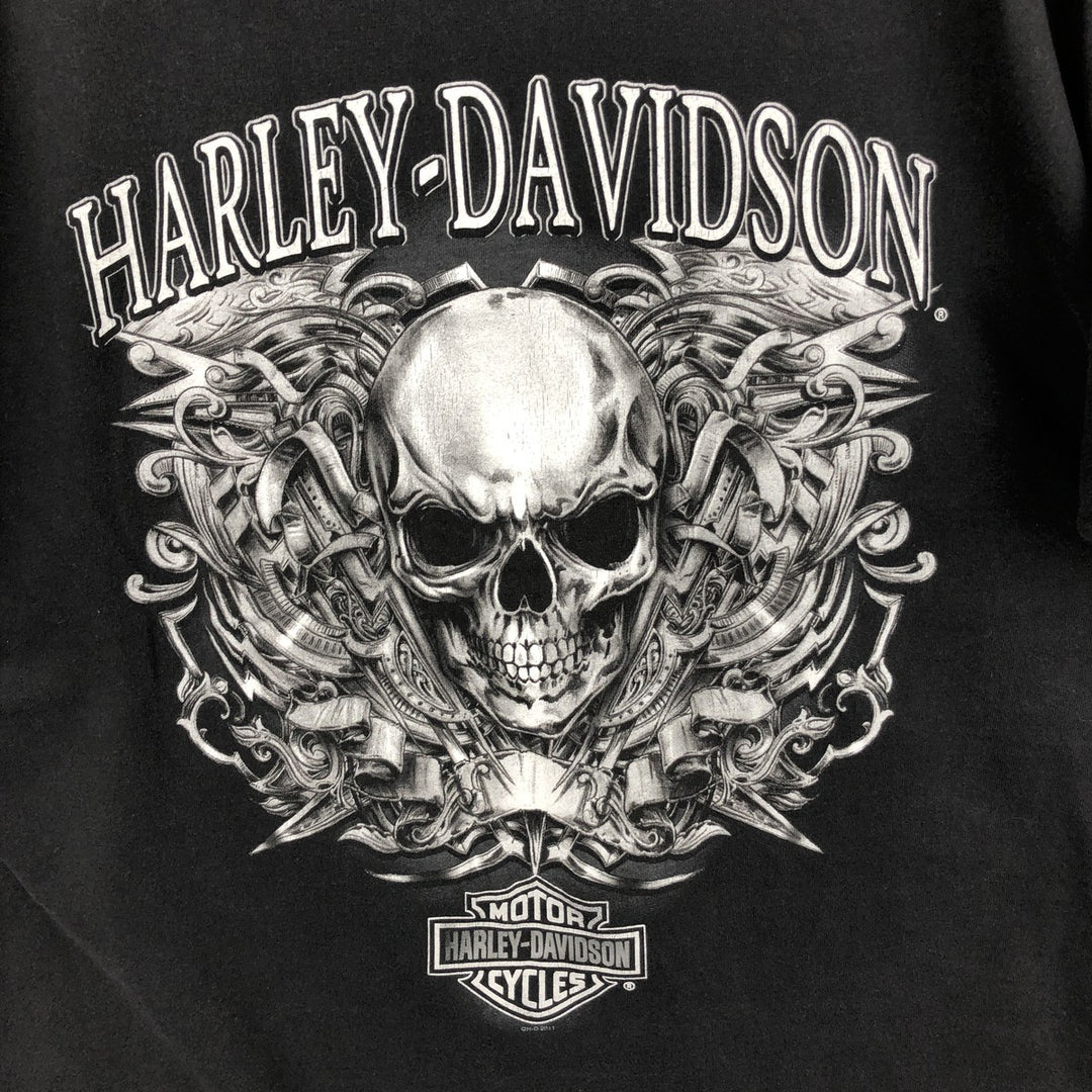 Harley-Davidson Skull Pattern Motorcycle Bike T-shirt Men's L size cotton black type Vintage Second Hand