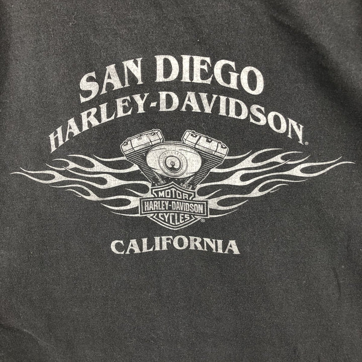 Harley-Davidson Skull Pattern Motorcycle Bike T-shirt Men's L size cotton black type Vintage Second Hand
