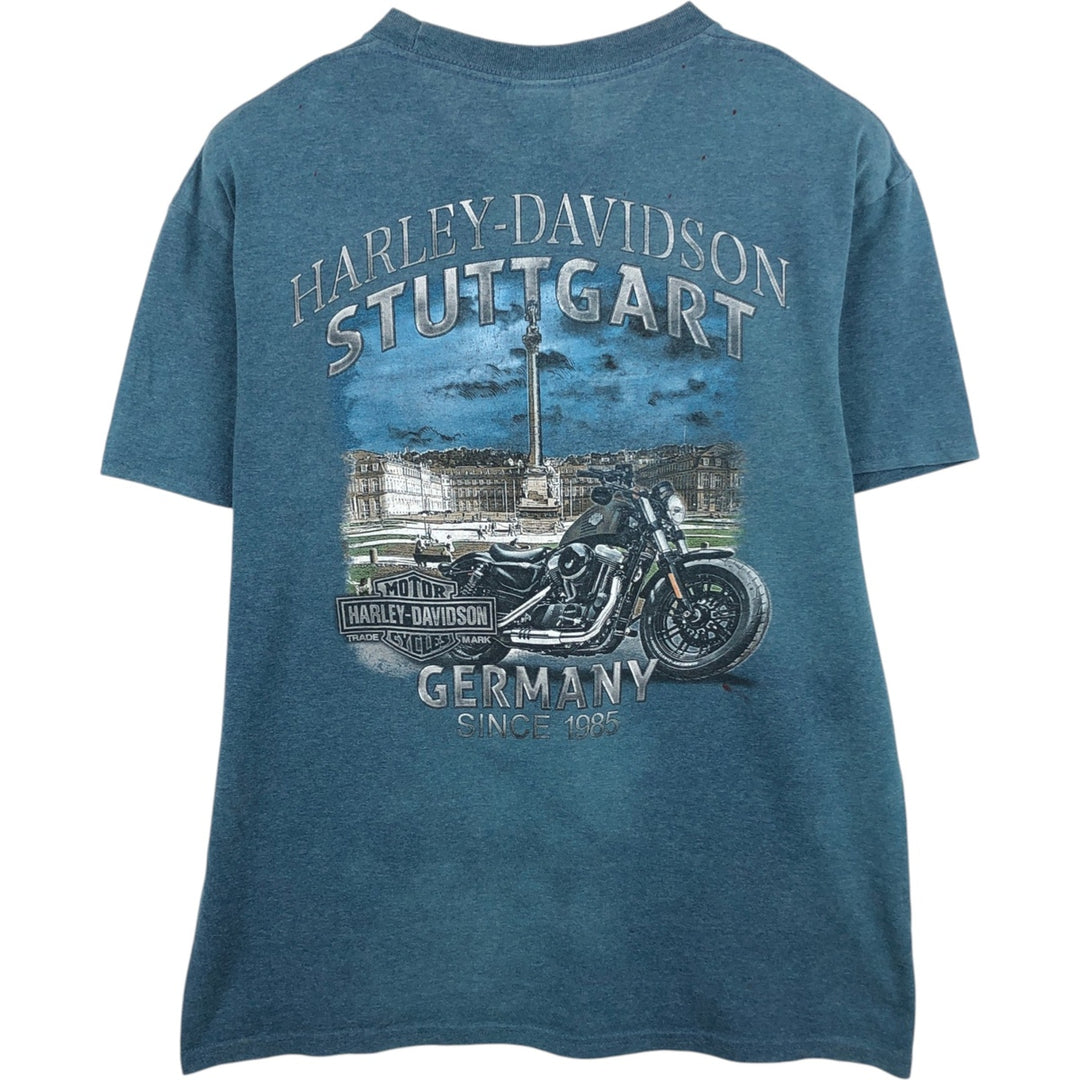 Harley-Davidson Stars and Stripes Motorcycle T-Shirt, Men's Size L cotton Blue type light blue Vintage Second Hand