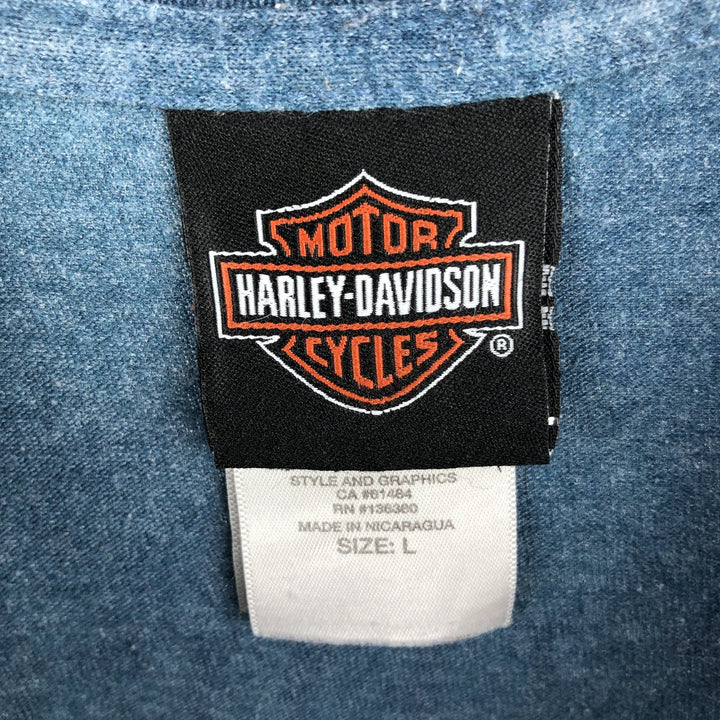 Harley-Davidson Stars and Stripes Motorcycle T-Shirt, Men's Size L cotton Blue type light blue Vintage Second Hand