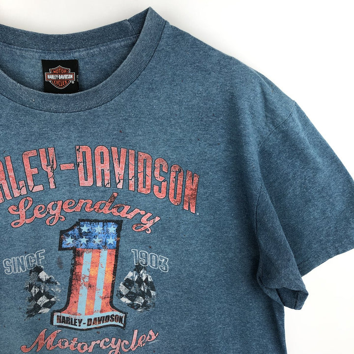 Harley-Davidson Stars and Stripes Motorcycle T-Shirt, Men's Size L cotton Blue type light blue Vintage Second Hand
