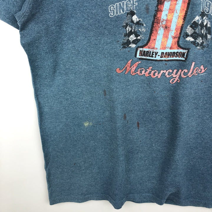 Harley-Davidson Stars and Stripes Motorcycle T-Shirt, Men's Size L cotton Blue type light blue Vintage Second Hand