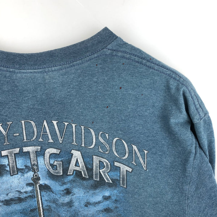 Harley-Davidson Stars and Stripes Motorcycle T-Shirt, Men's Size L cotton Blue type light blue Vintage Second Hand