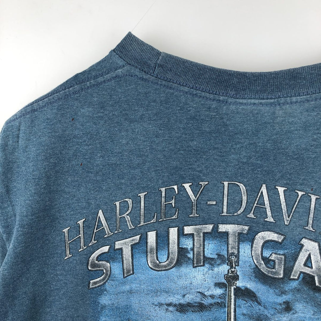 Harley-Davidson Stars and Stripes Motorcycle T-Shirt, Men's Size L cotton Blue type light blue Vintage Second Hand