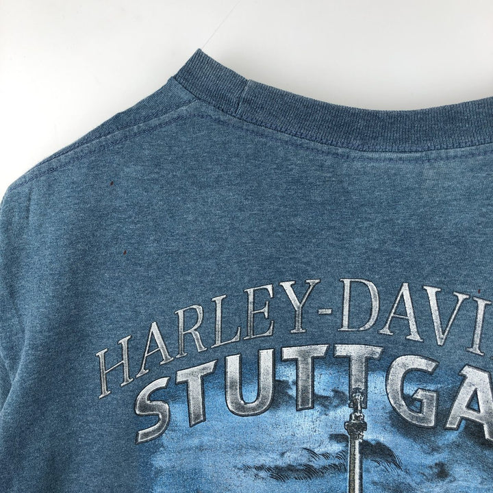 Harley-Davidson Stars and Stripes Motorcycle T-Shirt, Men's Size L cotton Blue type light blue Vintage Second Hand