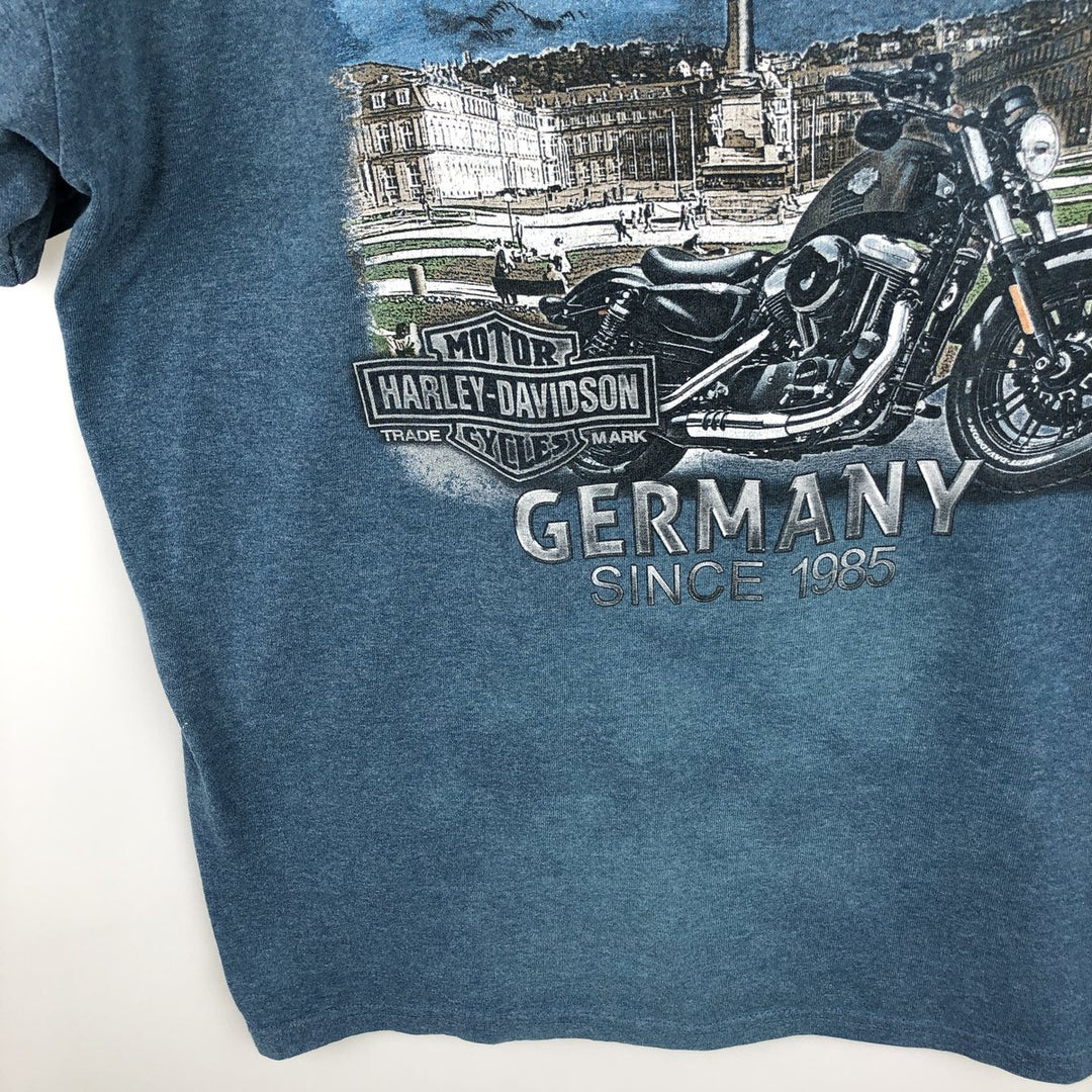 Harley-Davidson Stars and Stripes Motorcycle T-Shirt, Men's Size L cotton Blue type light blue Vintage Second Hand