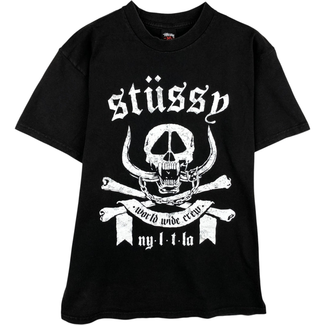 Stussy Skull Pattern Surf Skate T-Shirt (Men's Size M) cotton black type Vintage Second Hand