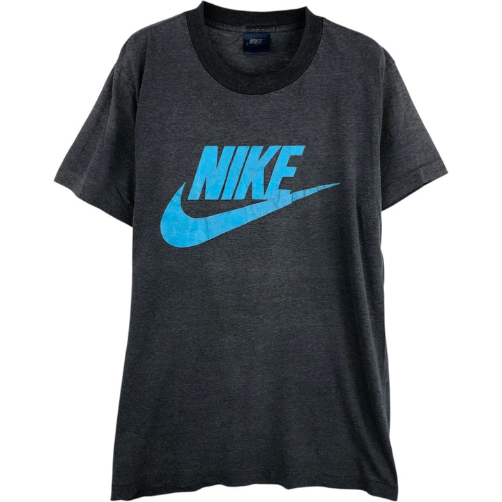 80'S Nike Navy Tag Logo Print T-Shirt, Men's Size XL (Equivalent), Vintage cotton Charcoal Vintage Second Hand