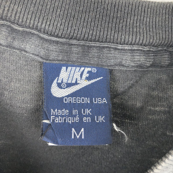 1980'S Nike Navy Tag Logo Print T-Shirt, Made in England, Men's Size M (approx.), Vintage polyester black type Vintage Second Hand