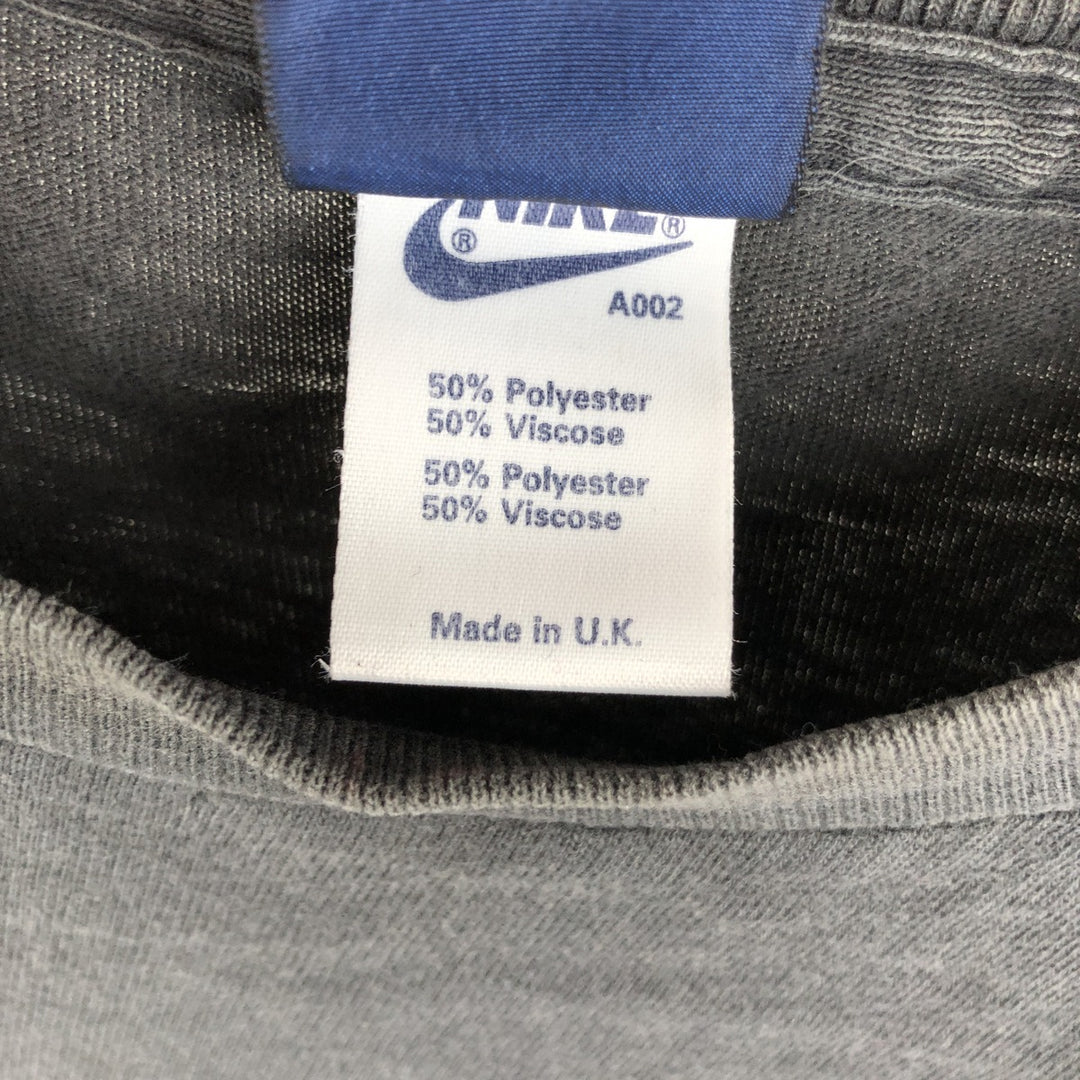 1980'S Nike Navy Tag Logo Print T-Shirt, Made in England, Men's Size M (approx.), Vintage polyester black type Vintage Second Hand