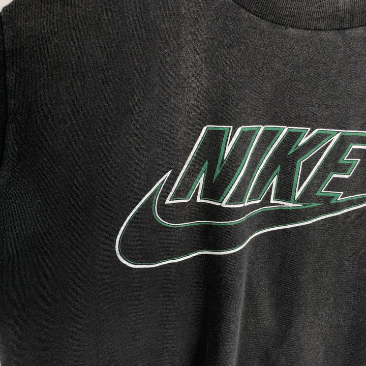 1980'S Nike Navy Tag Logo Print T-Shirt, Made in England, Men's Size M (approx.), Vintage polyester black type Vintage Second Hand