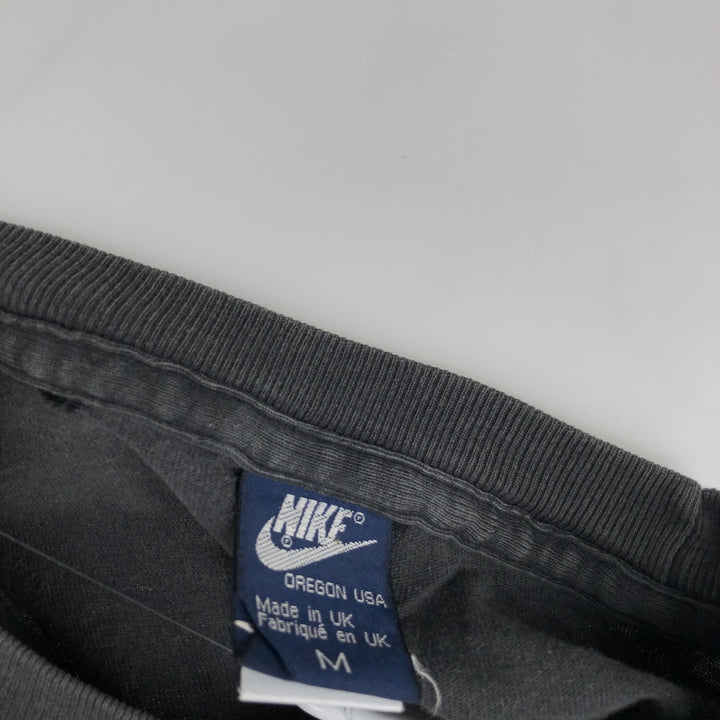 1980'S Nike Navy Tag Logo Print T-Shirt, Made in England, Men's Size M (approx.), Vintage polyester black type Vintage Second Hand