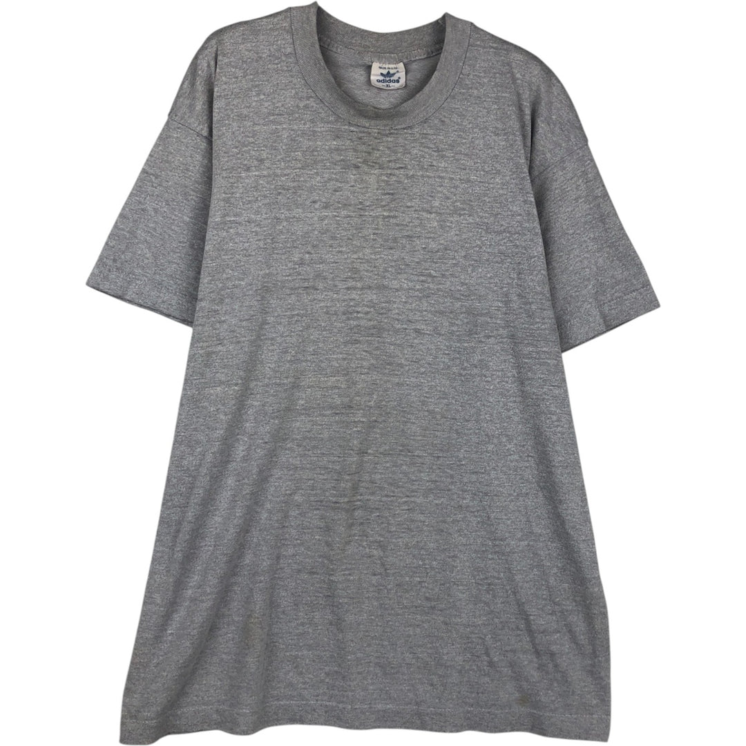 80'S Adidas Trefoil Logo Back Print T-Shirt, Made in USA, Men's XL (approx.) Vintage polyester gray type Vintage Second Hand