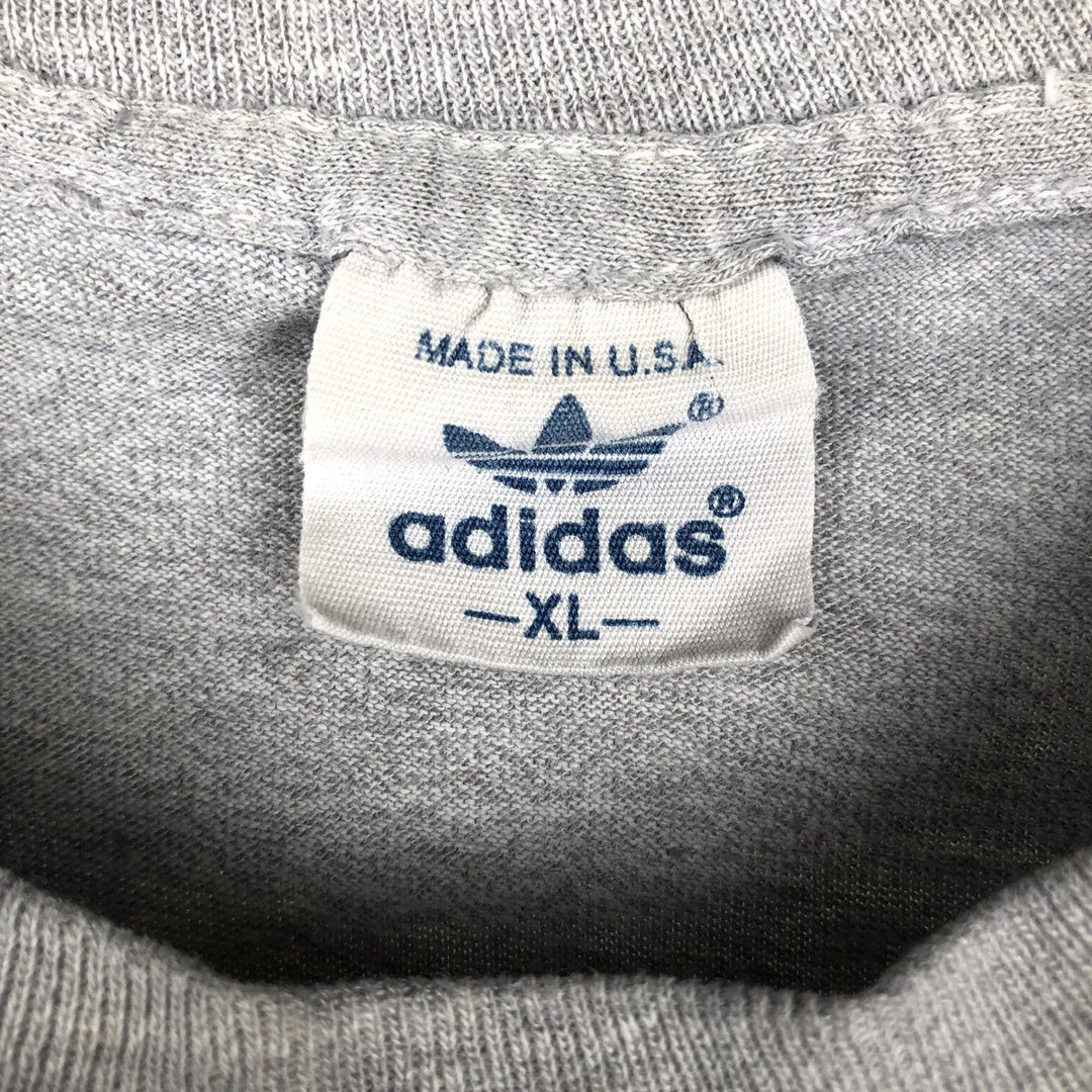 80'S Adidas Trefoil Logo Back Print T-Shirt, Made in USA, Men's XL (approx.) Vintage polyester gray type Vintage Second Hand