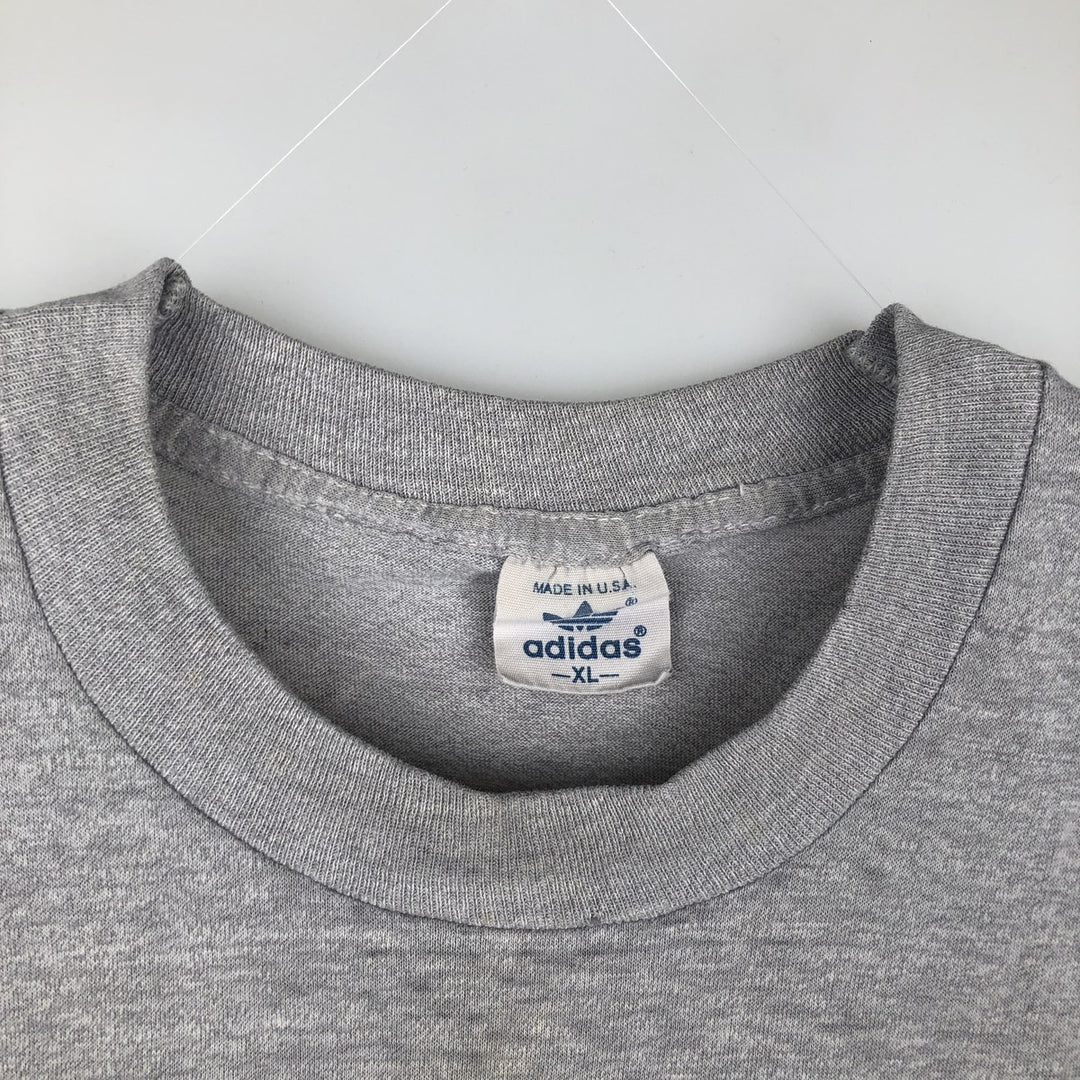 80'S Adidas Trefoil Logo Back Print T-Shirt, Made in USA, Men's XL (approx.) Vintage polyester gray type Vintage Second Hand