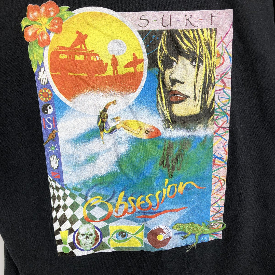 SCREEN STARS PREMIUM Sports Print T-Shirt, Men's Size M (equivalent) cotton black type Vintage Second Hand