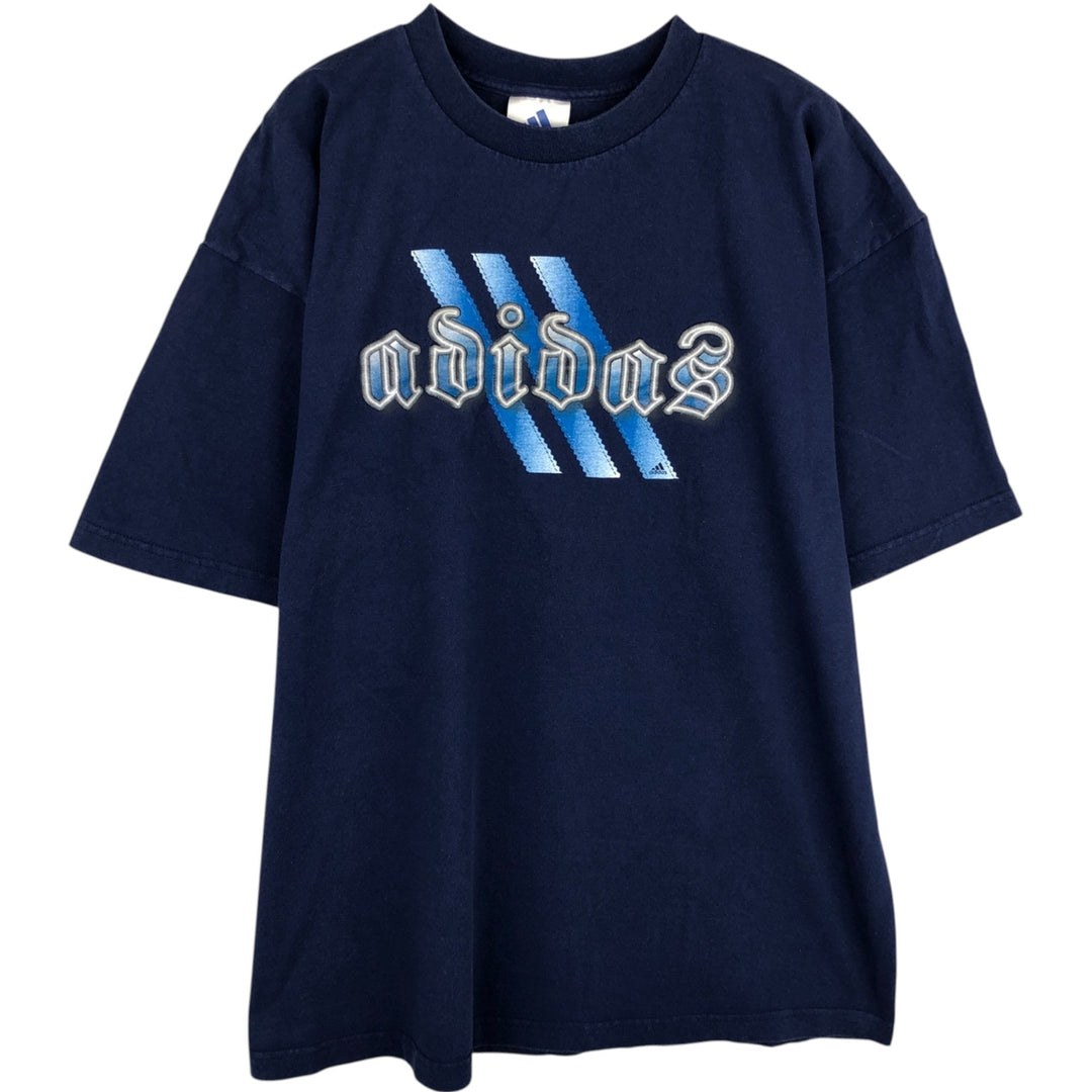 Adidas logo print T-shirt, Made in USA, Men's XL cotton blue type Vintage Second Hand