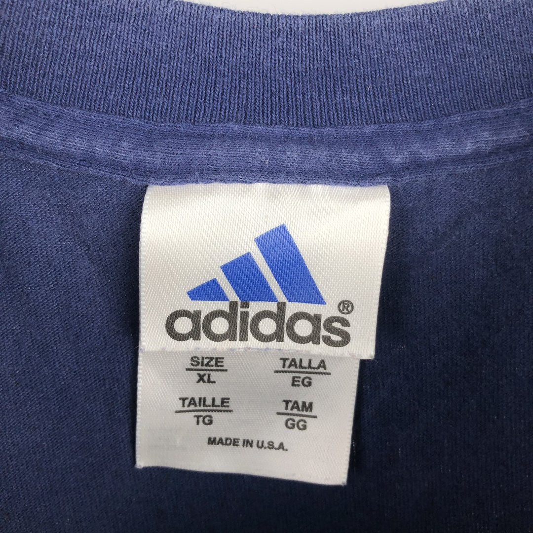 Adidas logo print T-shirt, Made in USA, Men's XL cotton blue type Vintage Second Hand