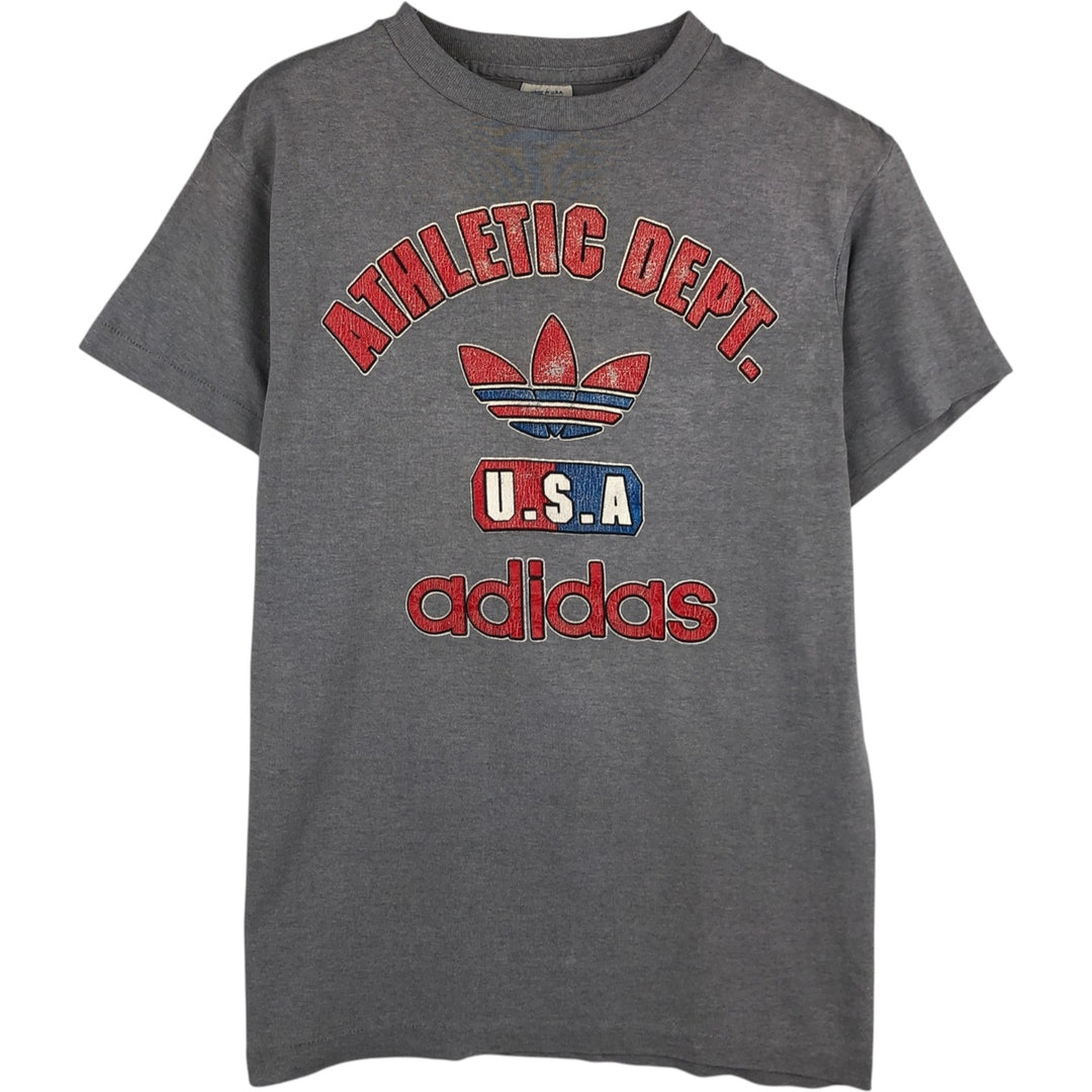 80'S Adidas Trefoil Logo Print T-Shirt, Made in USA, Men's Size M (approx.), Vintage cotton gray type Vintage Second Hand
