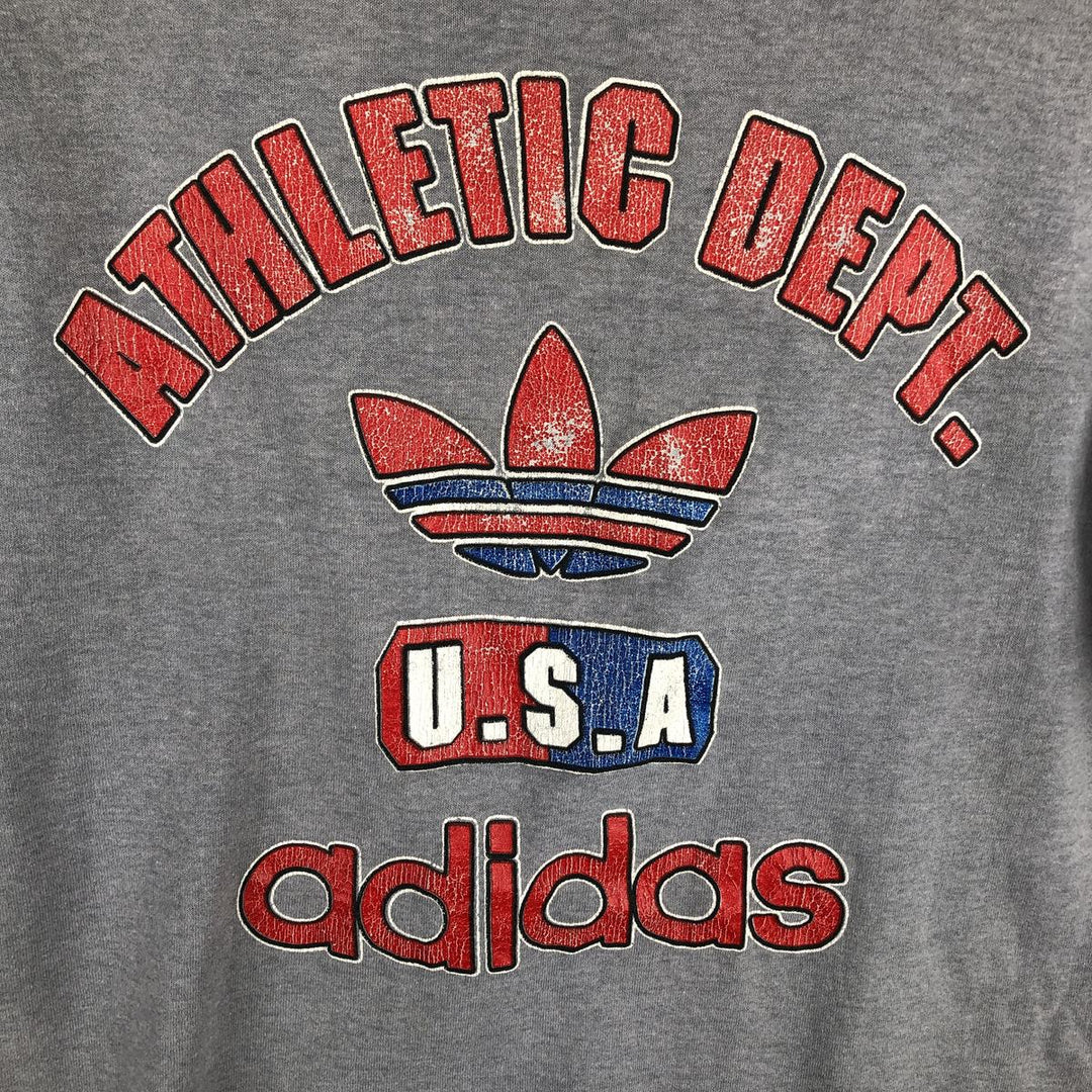 80'S Adidas Trefoil Logo Print T-Shirt, Made in USA, Men's Size M (approx.), Vintage cotton gray type Vintage Second Hand