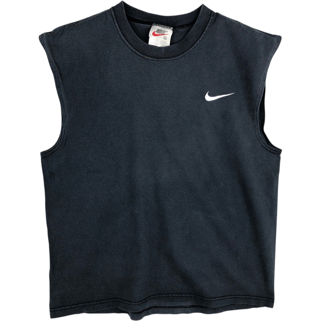 90'S Nike Sleeveless T-Shirt with One-Point Logo, Made in USA, Men's XL (approx.), Vintage cotton black type Vintage Second Hand