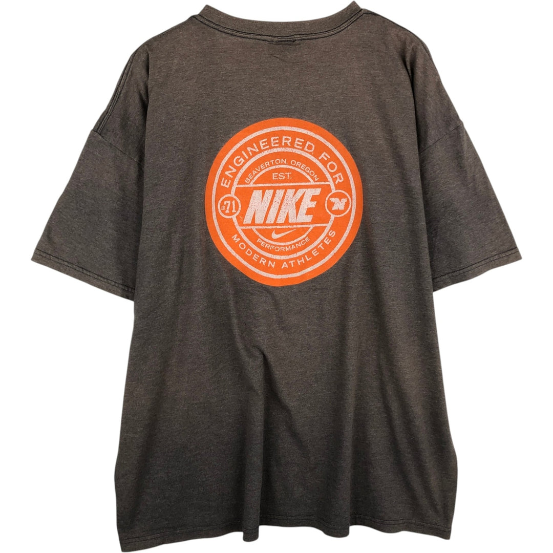 90'S Nike Logo Print T-Shirt Made in USA Men's XL Vintage cotton brown type Vintage Second Hand