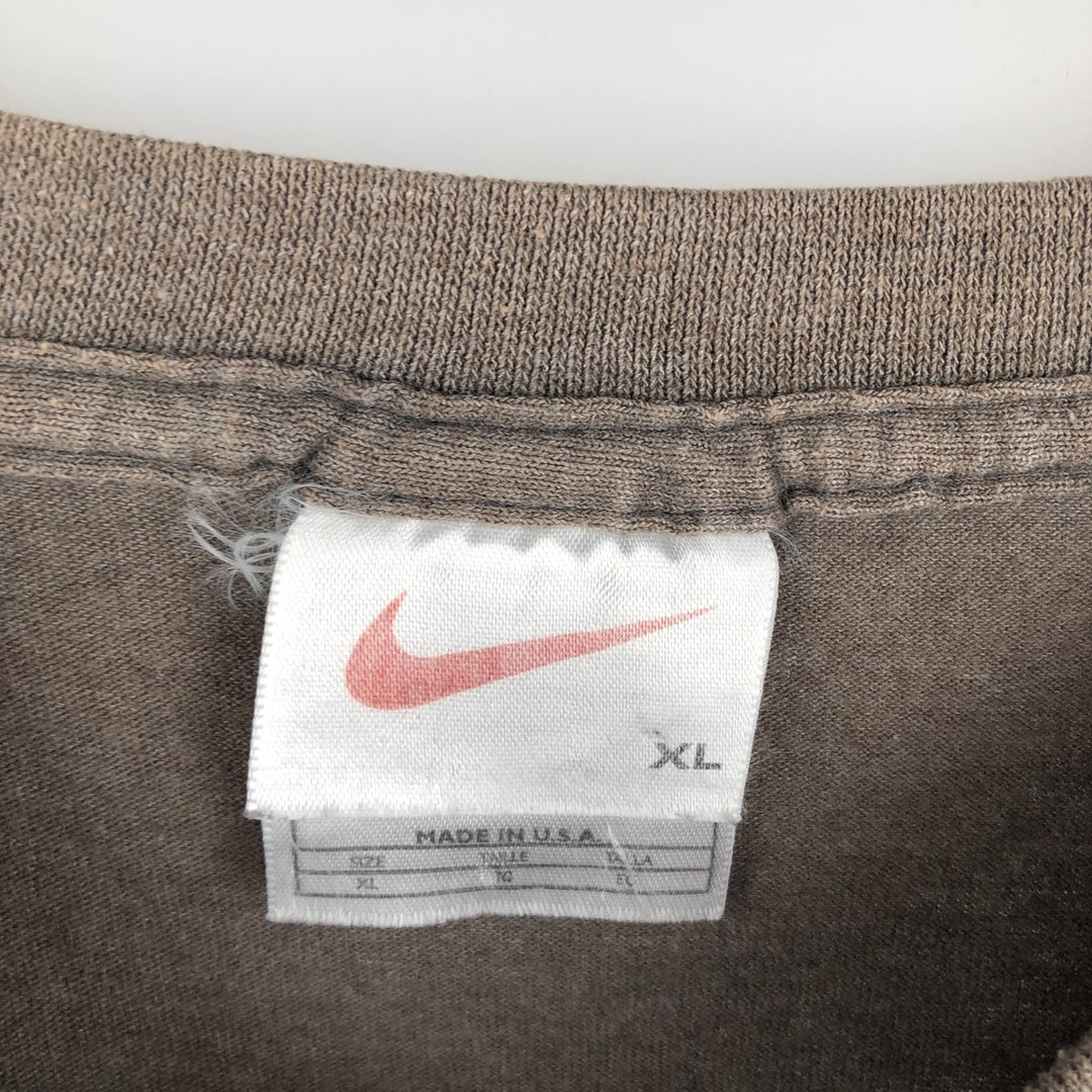 90'S Nike Logo Print T-Shirt Made in USA Men's XL Vintage cotton brown type Vintage Second Hand