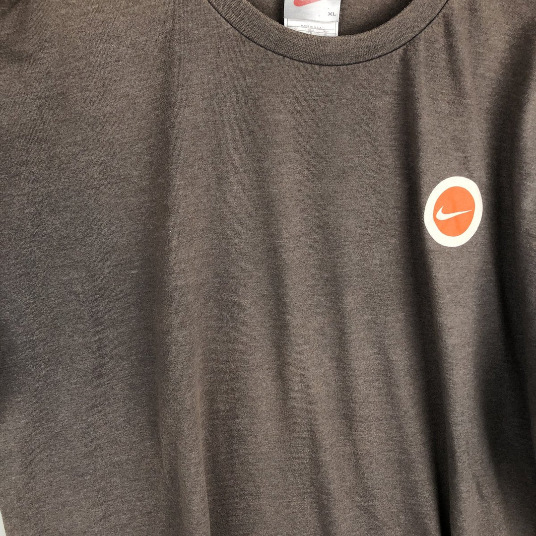 90'S Nike Logo Print T-Shirt Made in USA Men's XL Vintage cotton brown type Vintage Second Hand