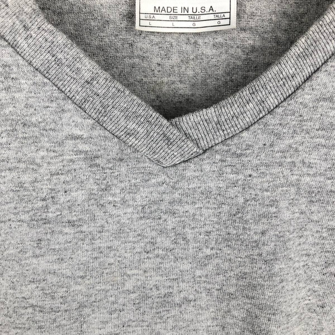 90'S Nike V-neck one-point logo T-shirt, made in the USA, men's size L, vintage cotton white type Vintage Second Hand