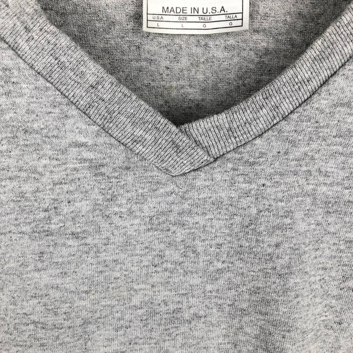 90'S Nike V-neck one-point logo T-shirt, made in the USA, men's size L, vintage cotton white type Vintage Second Hand