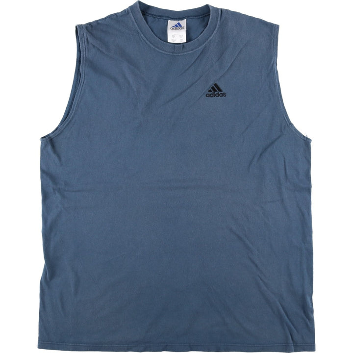 Adidas sleeveless t-shirt with a single logo, men's size XL. cotton Purple type blue-purple Vintage Second Hand