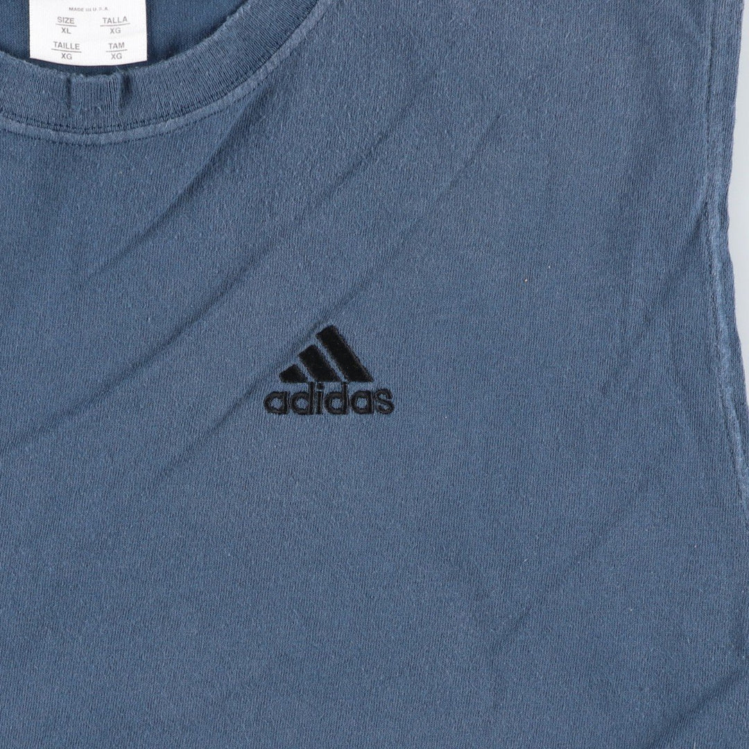 Adidas sleeveless t-shirt with a single logo, men's size XL. cotton Purple type blue-purple Vintage Second Hand