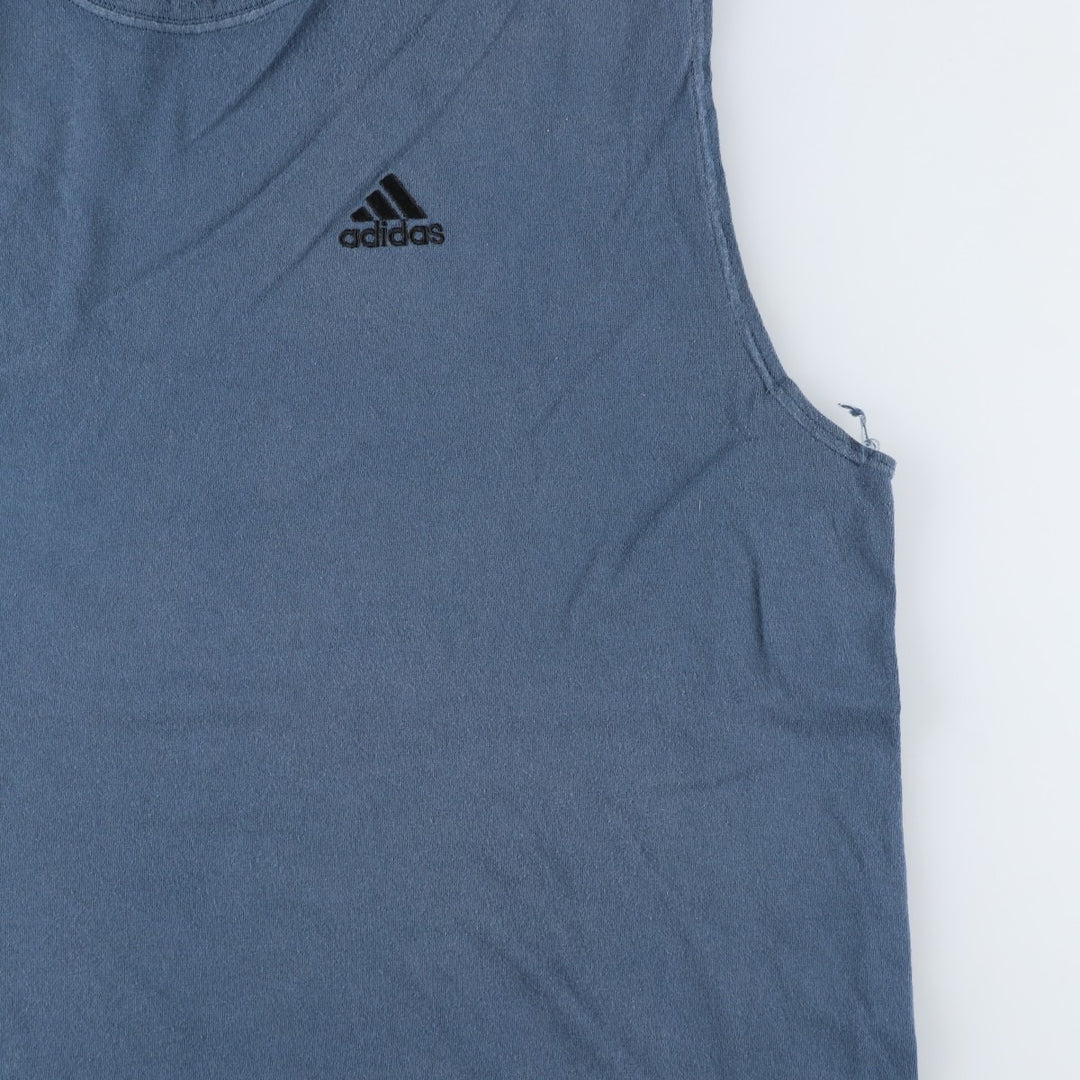 Adidas sleeveless t-shirt with a single logo, men's size XL. cotton Purple type blue-purple Vintage Second Hand