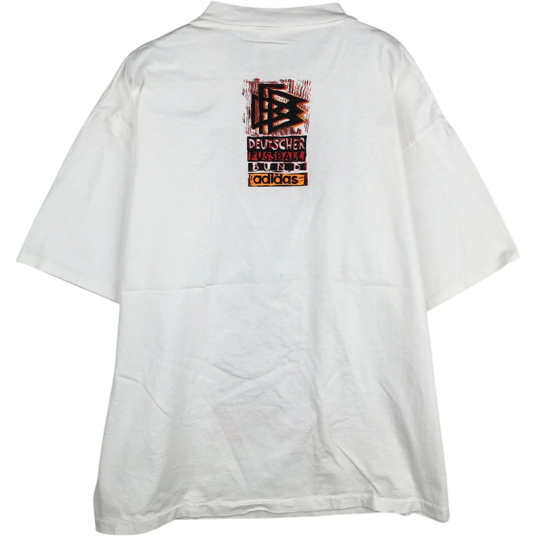 90'S Adidas logo print T-shirt, made in USA, men's size L, vintage cotton white type Vintage Second Hand