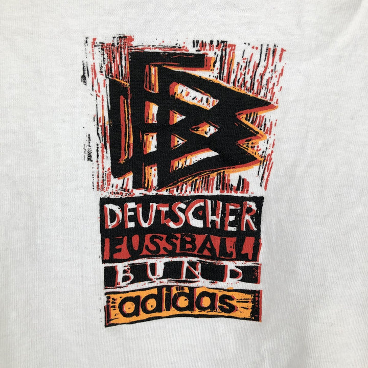 90'S Adidas logo print T-shirt, made in USA, men's size L, vintage cotton white type Vintage Second Hand