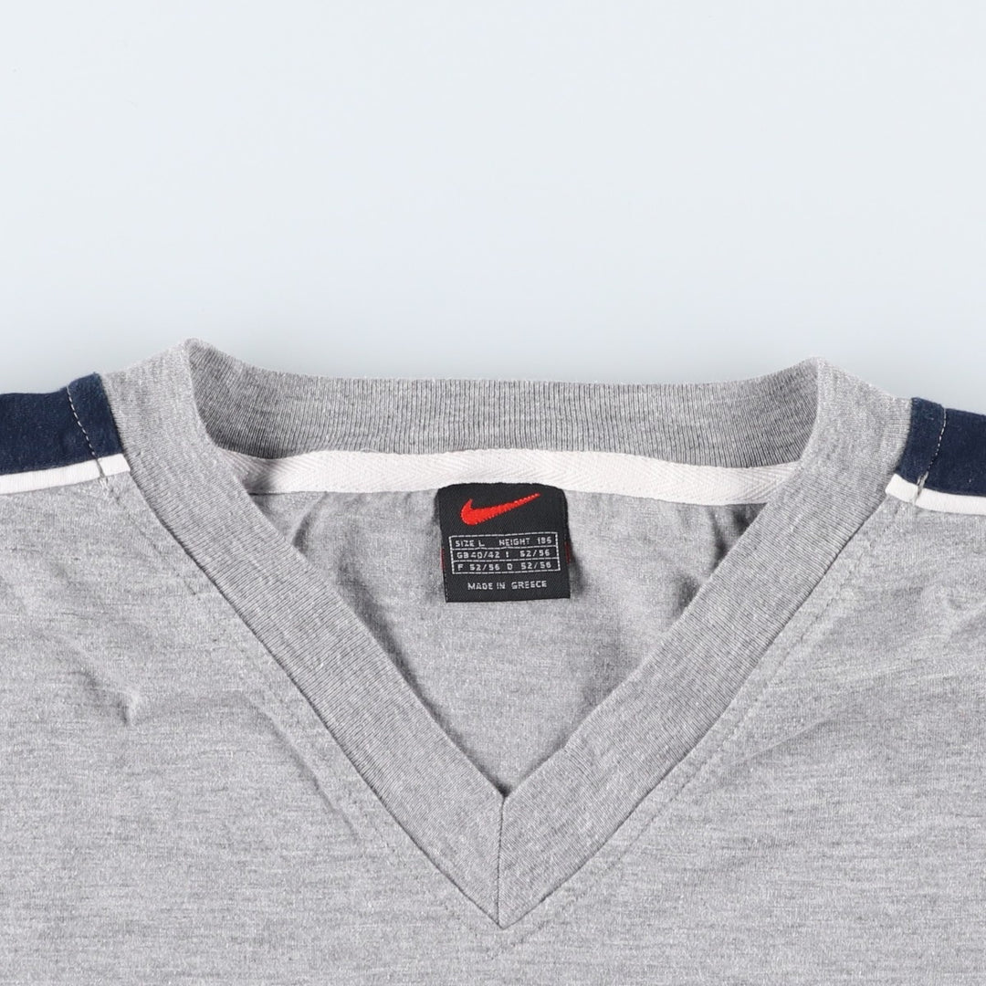 90'S Nike V-neck logo t-shirt, men's size L equivalent, vintage. unclear gray type Vintage Second Hand