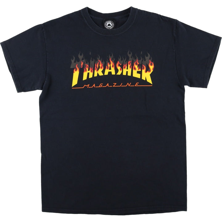 Thrasher Fire Pattern Surf Skate T-Shirt, Men's M cotton black type Vintage Second Hand