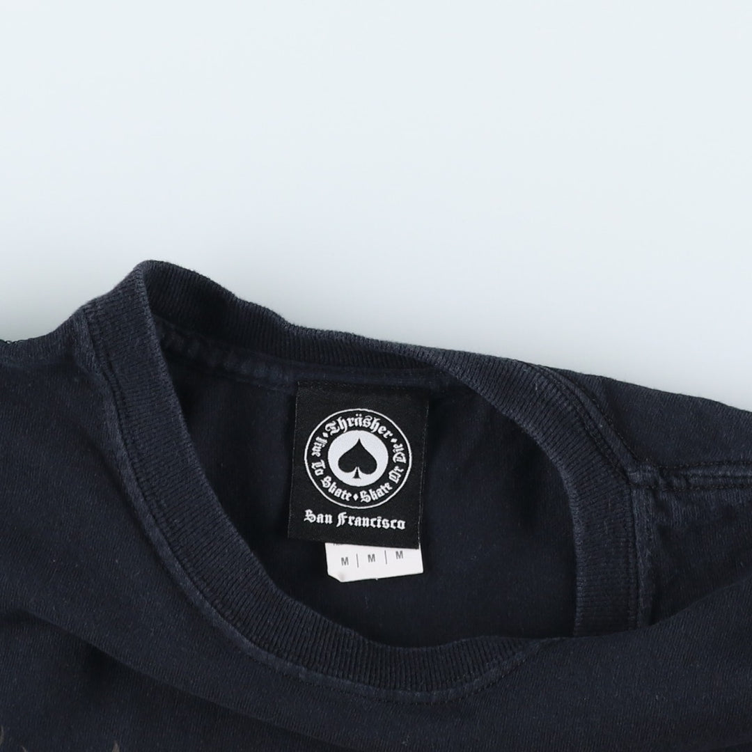 Thrasher Fire Pattern Surf Skate T-Shirt, Men's M cotton black type Vintage Second Hand